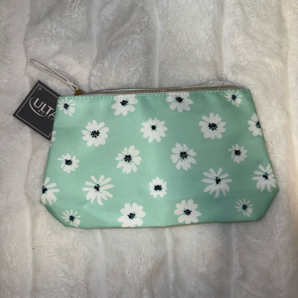 Ulta Beauty Mint Green Floral Cosmetic Bag